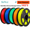 SUNLU 5KG 3D Filament PLA/PLA PLUS/PETG/ABS Filamnet 1.75mm 5Roll 1KG Neatly Wound 3D Printer Filament for 3D Printer