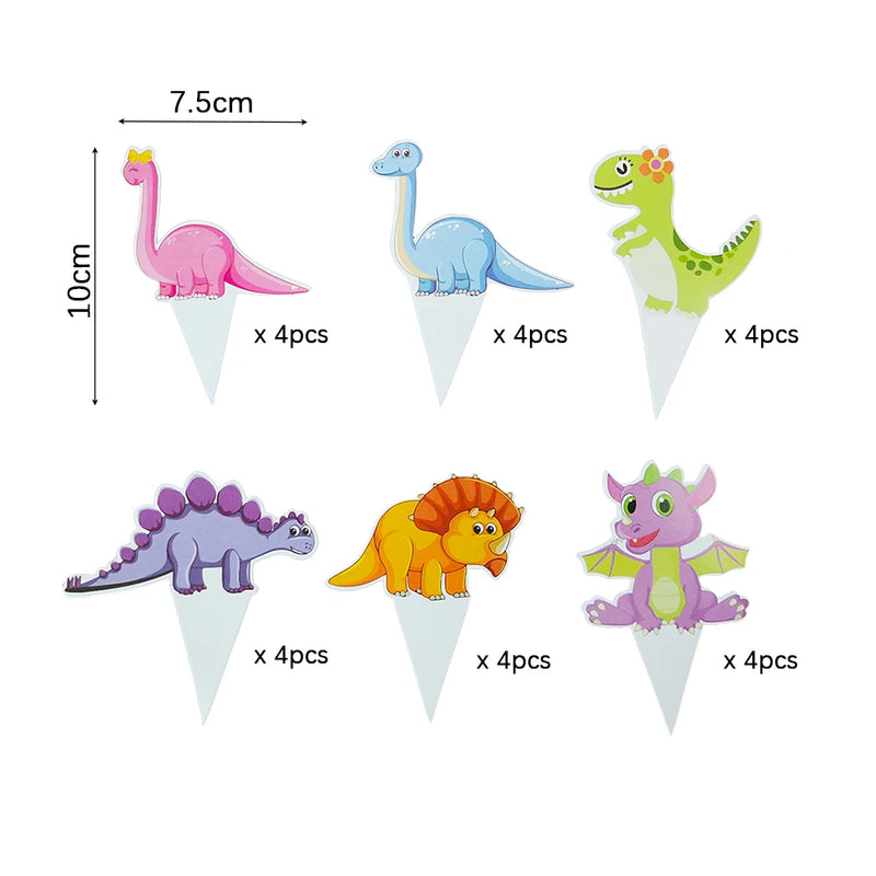 Cartoon Pink Dinosaur Birthday Party Decorations Disposable Tableware Plate Cup 3D Dinosaur Balloon for Girls Baby Toys Supplies