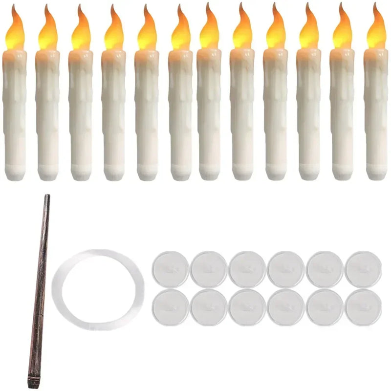 Floating LED Candles with Magic Wand Remote Control Flameless Remote Taper Electronic Candle Christmas Party Decor Candle Lights