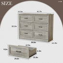 Vabches 6 Drawer Dresser for Bedroom Wood Chest of Drawers with Power Strip Tall Dresser Organizer with Metal Handle for Hallway