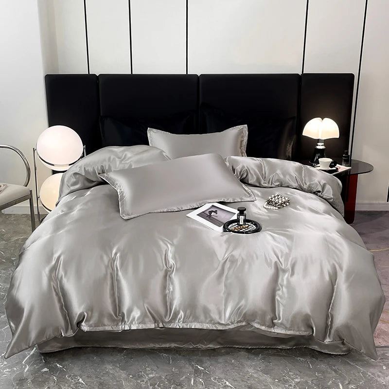 Luxury Bedding Kit Rayon Satin Duvet Cover Set Twin Queen King Size Bed Set 3pcs (1duvet Cover+2pillowcase)