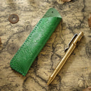 Genuine Leather Pencil Bag with Flower Embossed Leather Boy's and Girl's School Students Pen Holder Simple Retro Pencil Bag