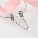 Real 925 Sterling Silver Charms Bead Heart Flower Round Shape Safety Chain Charms Fit Original Charm Bracelet Jewelry Making