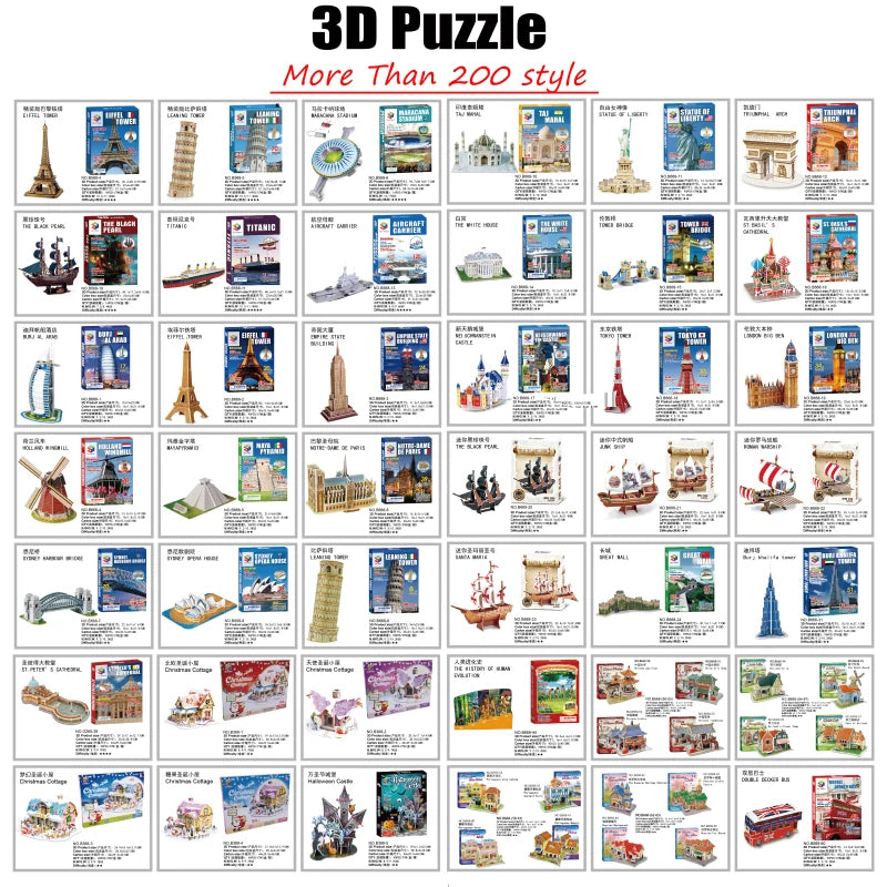 40 Style World Famous Architecture Building 3D Puzzle Model Construction Jigsaw Puzzles Toys For Kids Christmas Gift