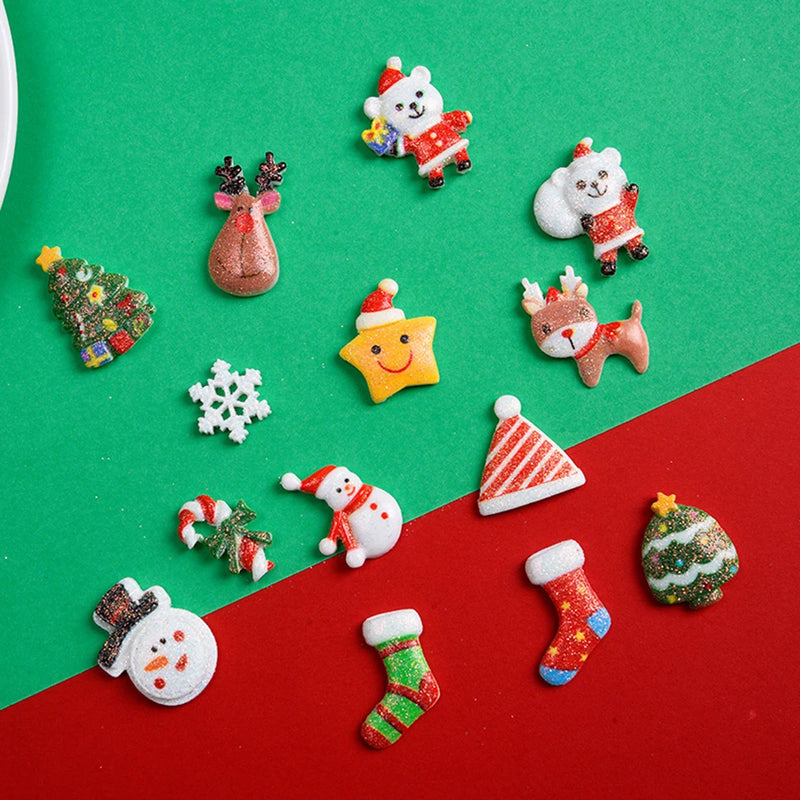 10Pcs Mini Christmas Resin Figurine Decoration Santa Claus Snowman Xmax Kids Diy Accessories Craft Christmas Decoration 2024