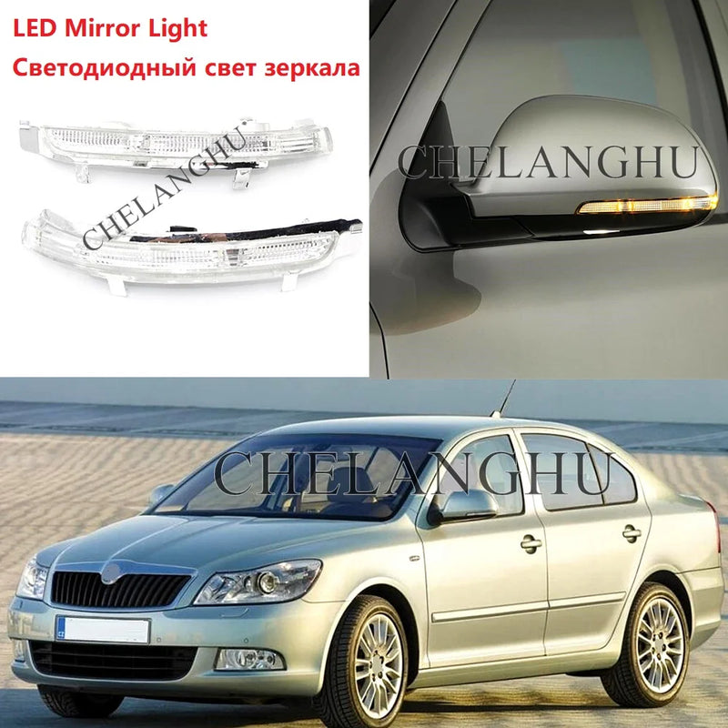 2pcs For Skoda Octavia A5 A6 Sedan Combi RS 2009 2010 2011 2012 2013 LED Dynamic Blinker Mirror Turn Signal Indicator Light Lamp