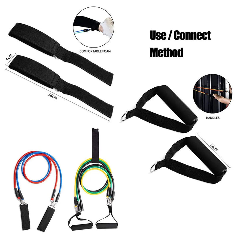 Fitness Training Tension Rope 11pcs/set Multi-functional Tension Rope Exercise Resistance Band Yoga Body Tension Muscle Exercise