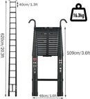 6.2M Heavy Duty Telescopic Ladders With Hooks 14 Steps Aluminum Extending Roof Ladder for Multi-Purpose Indoor Outdoor Ladder