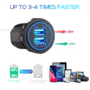 5V 3.1A 12V Dual USB C Car Charger Fast Charging USB PD QC3.0 Fast Charger For iPhone Samsung Xiaomi Car Phone Charger Adapter
