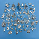 50pcs/SET Zinc Alloy Silvery Halloween Series Charms Pendants for DIY Necklace Bracelet Earrings Jewelry Making Handmade