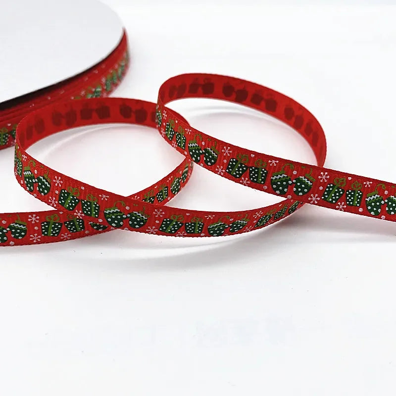 New 5 Yard 10 Mm Ribbed Christmas Ribbon Wedding Christmas Party Decoration DIY Craft Ribbon Card Gift Wrapping Supplies