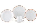 Tramontina 20-Piece Round Dinner Set in White and Brown Porcelain, Mare Collection