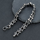 MKENDN 11mm Vintage Keel Chain Bracelet for Men Oxidized Square Link Wristband Viking Punk Style Father's Day Gift