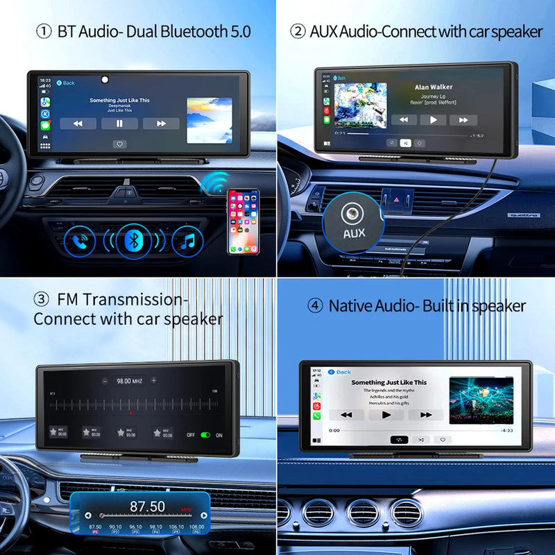 Imagebon 10"26 E20 Android 13 Rearview Mirror Camera Wireless CarPlay & Android Auto Dash Cam GPS Bluetooth AUX FM Car DVR