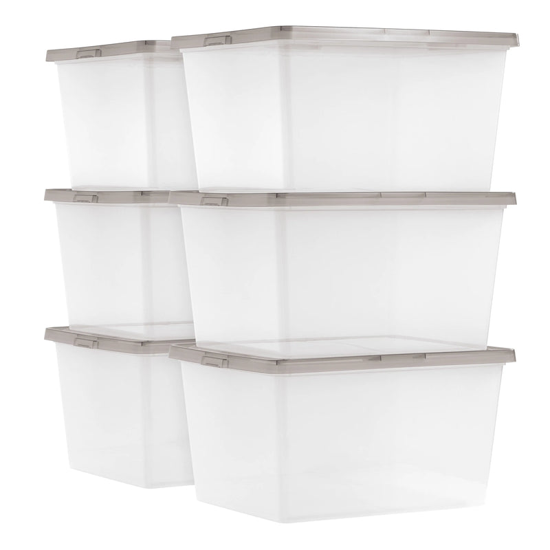 36qt/24.5qt/17qt Plastic Storage Bins with Lids, Stackable Totes, Containers 6-Pack/8-Pack, Durable and Functional