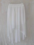 SETWIGG Summer Bohemian Style Dip Hem Long Chiffon Skirts Elastic Waist High Low Long Pleated Asymmetric Chiffon Skirts 15 Color