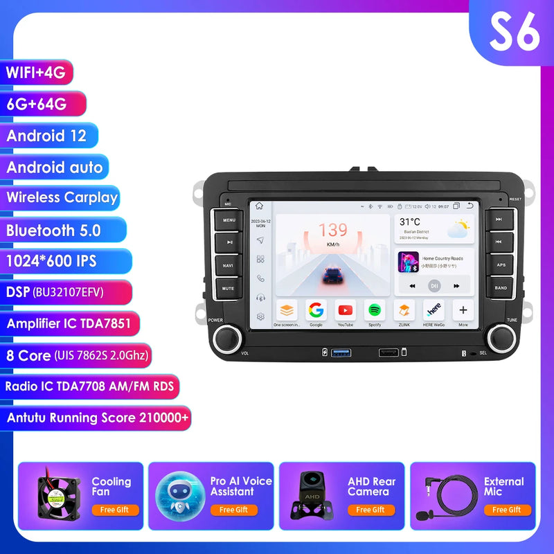 GPS Android 14 Auto Radio for Volkswagen VW Passat B6 B7 T5 Tiguan Touran GOLF POLO Carplay 4G Car Multimedia GPS 2din Autoradio