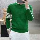 Four-bar Splicing Striped Black Knitted Sweater Men's Slim Base Shirt Ins Trendy