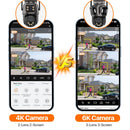 6K HD Outdoor Wifi PTZ Camera Three Lens 4K Dual Screen IP Camera Auto Tracking Color Night Video Surveillance CCTV P2P iCsee
