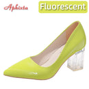 Aphixta 7cm High Heels Damen Orange Leder Pumps Weibliche Hochzeit Grüne Transparente Schuhe Drop Shipping Übergröße 30-50