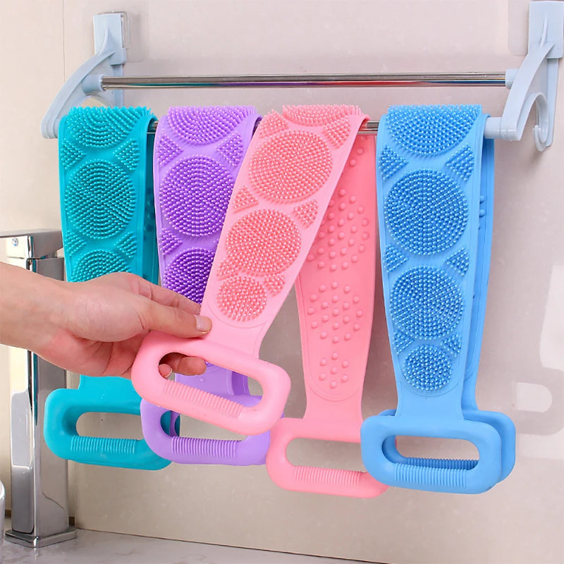 Silicone Body Sponge Brushes Towels Body Scrubber Rubbing Back Peeling Massage Shower Belt Extended Skin Clean Brushes Bathroom