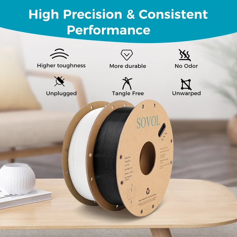 Sovol 2/6/10KG PETG Filament 1.75mm Black White , Wholesale 2/6/10 Rolls PLA ABS PETG Plastic For 3D Printer
