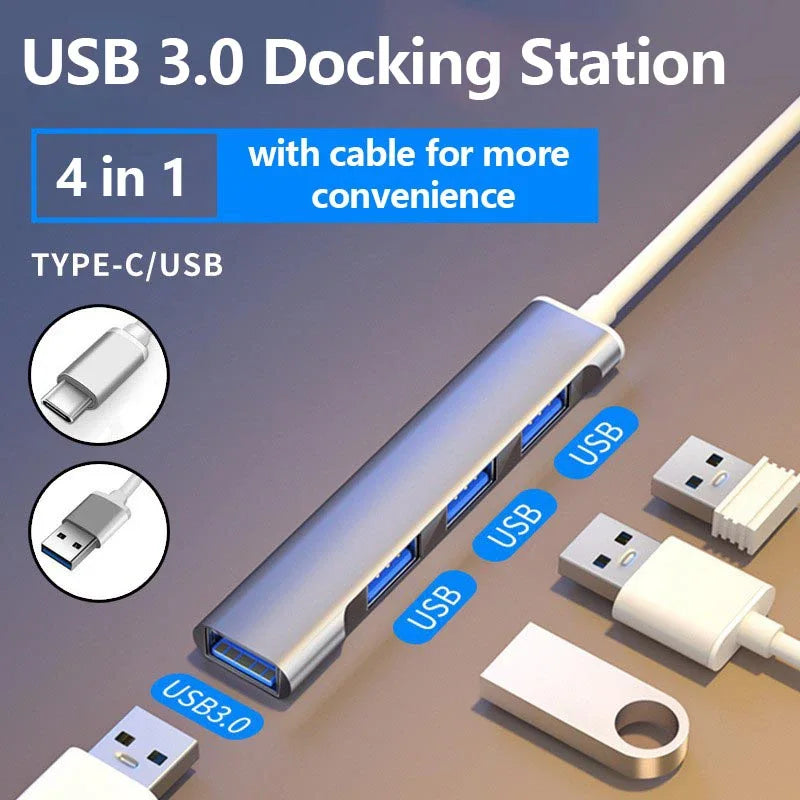 4Ports USB Hub OTG Adapter USBC Type-C Spliter USB Adapter  OTG Adapter Docking Station for HUAWEI Xiaomi Macbook Aluminum Alloy