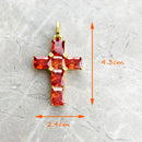Golden Cross With Orange Stones Pendant Brand New Fine Jewelry Europe 925 Sterling Silver Accessories Gift For Woman