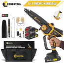 CONENTOOL Mini Chainsaw 8+6 Inch 21V Cordless Electric Chainsaw with Li-ion Battery Handheld Garden Wood Cutting Pruning Machine