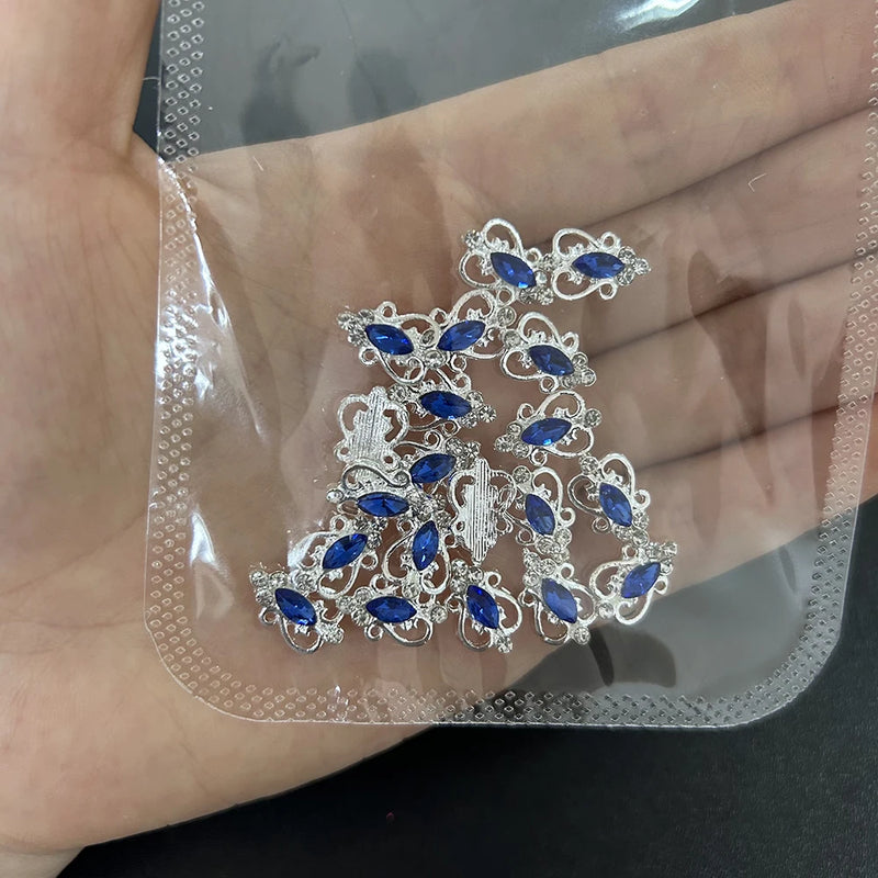 3D luxury zircon Star cross Nail Metal Charms 10pcs mermaid  bead nail jewelry  11*18mm Aolly Nail Art Crystal Gems Decorations