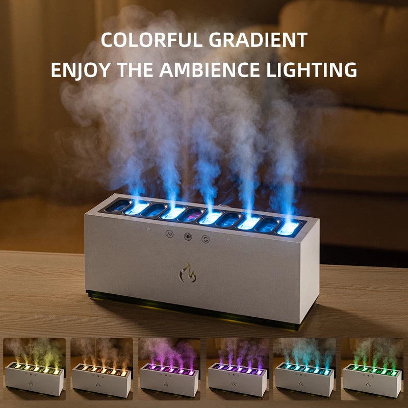 New Desktop Dynamic Music Ultrasound Flame Air Humidifier Home 900ML RGB Led Light Humidifier Diffuser Machine Mist Maker