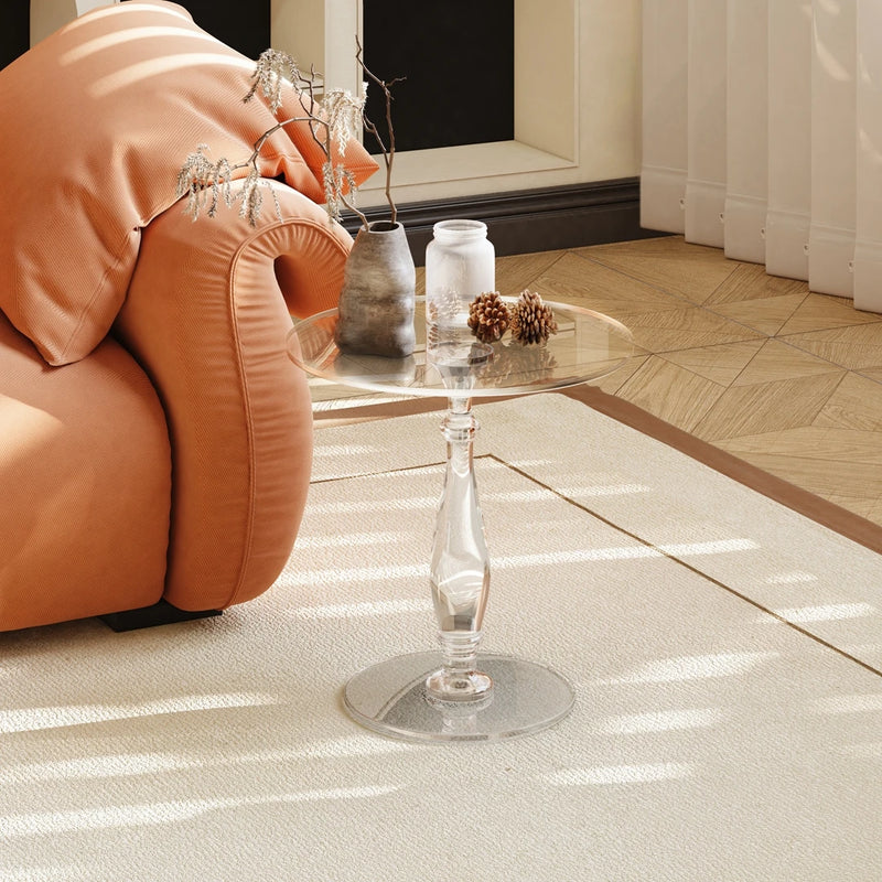 Living Room Bedroom Furniture | Clear Round Acrylic Small Table | 17.7" Diameter 18.7" Height Sofa Side End Nightstand