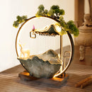 Indoor LED Waterfall Fountain W/ Mist Maker & Warm Light - Home/Yoga Tabletop Zen Water Feature (Deer Motif - Good Luck Symbol)