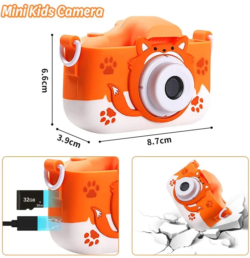 HD 1080P Kids Digital Camera 20MP Children Camera with USB Charger Built-In Game Camera Shockproof Silicone Protection Cover