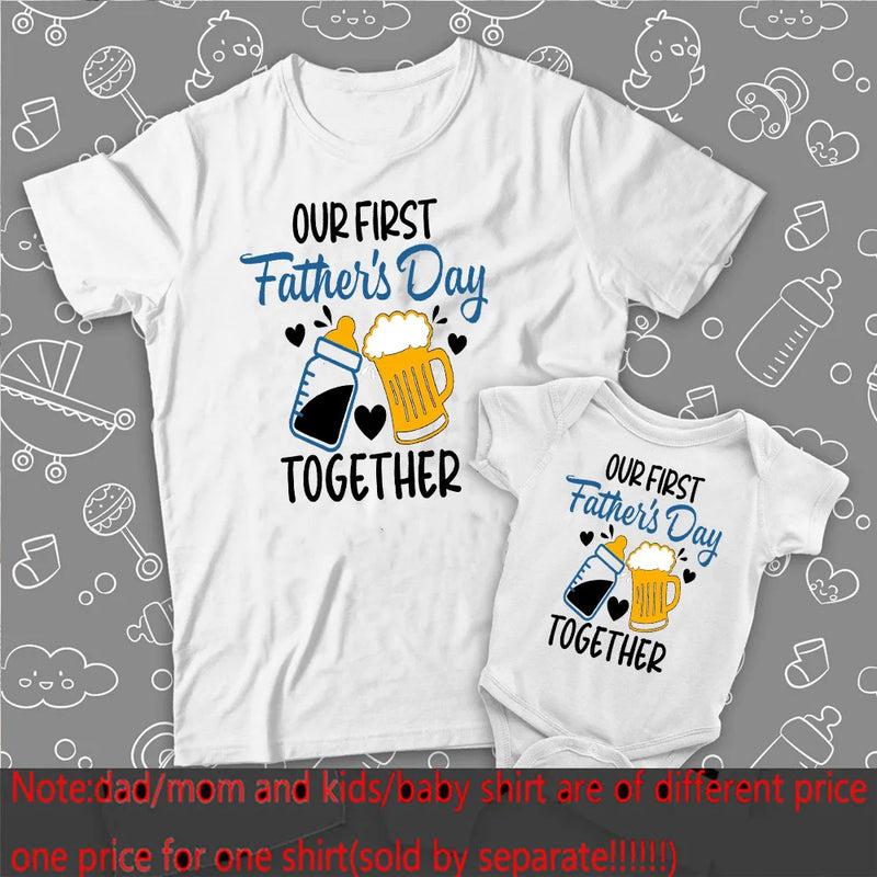 Our First Father's Day Daddy Baby Family Matching Clothes Tops Dad Boys Girls Holiday Party Outfit Papa T-shirt Baby Bodysuits