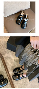 MKKHOU Fashion Sandals Women's New High Quality True Leather Split Toe Shoes Low Heel Hollow out Mary Jane Shoes Modern Shoes