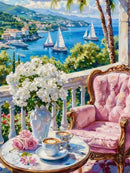 Huacan New Arrivals 2025 Diamond Painting Kit Landscape Diamond Embroidery Boat Seaside Rose Full Handmade Gift