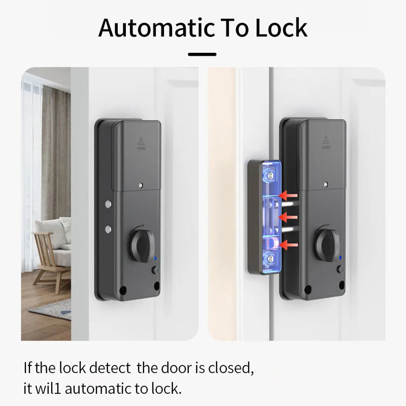 Smart Electric Motor Lock With Tuya App Keyless Entry Door Lock Concealed Invisible Installation IC Card Lock for Wooden Door