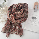 Spring and Summer New Thin Breathable Cotton Linen Touch Scarf Women's Artistic Sunscreen Shawl Versatile Japanese Floral