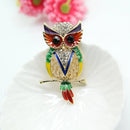 trsince Fashion Delicate Crystal Enamel Owl Brooches Trendy Vintage Brooch Badge Pin for Women Men Coat Badges Brooch Pin Gifts
