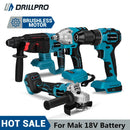 Drillpro Electric Power Tool Set 800N.M Electric Wrench Rotary Hammer 13mm Power Drill 125mm Angle Grinder For Mak 18V