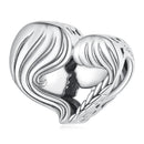 BAMOER 2024 New 925 Sterling Silver Mother and Daughter Hug Charm Beads for Charm Bracelet Personalized DIY Jewelry Making