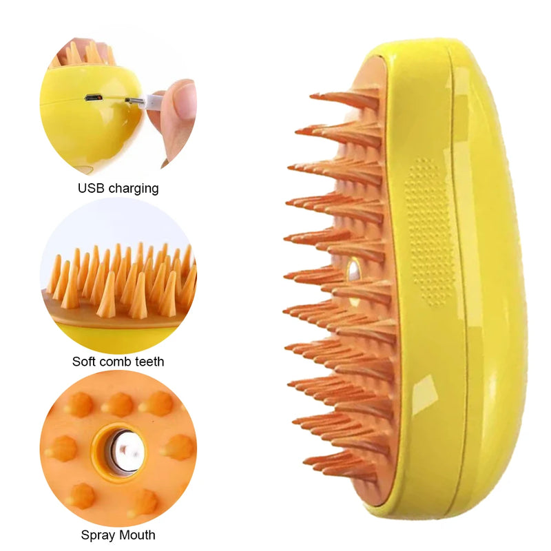 Cat Steam Brush Electric Spray Cat Hair Brush 3 In1 Dog Steamer Brush For Massage Pet Grooming Removing Tangled and Loose Hair