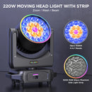 Yiflamefly 2Pcs 220W Zoom Wash Moving Head Light With Light Strip 19X8W LED RGBW Stage Light For Disco Bar KTV Wedding Party