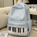 New Large Capacity Polka Dot Backpack Multifunctional Lightweight Piano Key Backpack Black Piano Mochilas Sports