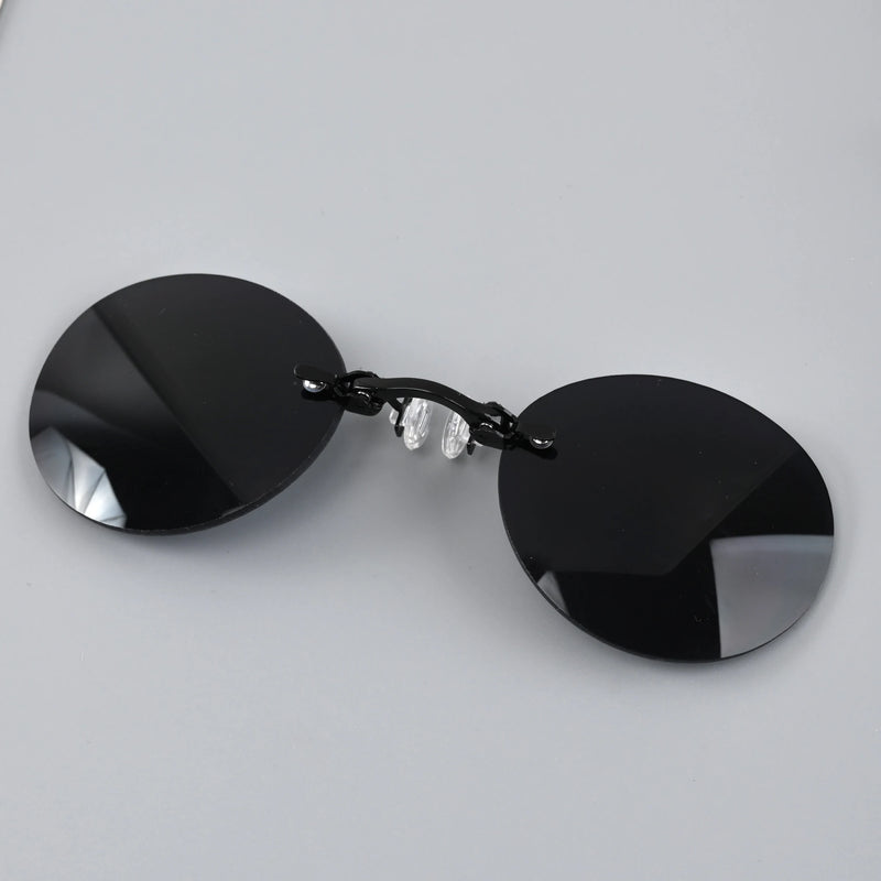 1PC Clip On Nose Glasses Round Rimless Matrix Morpheus Sunglasses Mini Frameless Vintage Men Eyeglasses UV400 Goggles