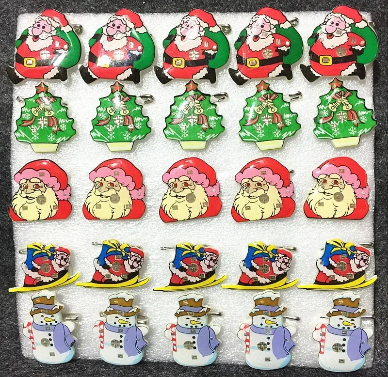 25pcs Party Love LED Flashing Brooch Pin Cartoon Light up Glow Badge Gift Cosplay Navidad Wedding Festival Halloween Christmas