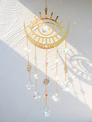 Crystal Suncatcher Rainbow Maker Stained Glass Evil Eye Sun Boho Ornament Window Decor Hanging Prisma For Garden Home Decoration