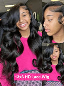 Body Wave Brazilian 13x6 360 HD Transparent Lace Front Wigs Pre Plucked 13x4 Lace Frontal Human Hair Wig For Women