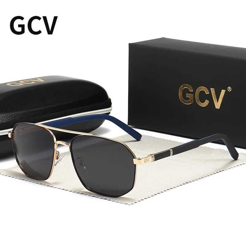 GCV 2021 Brand Classic Pilot Square Polarized Sunglasses Metal Frame Men's Driving Male Sun Glasses Eyewear UV Blocking Luxury
